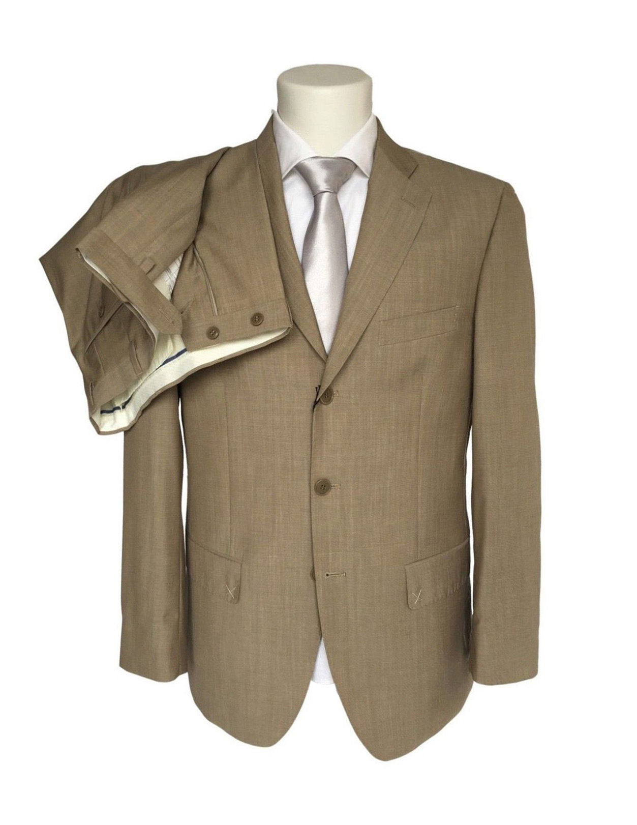 Abito Classico Uomo Confitalia Beige Tinta Unita In Pura Lana Coll P E Drop 6 Ebay